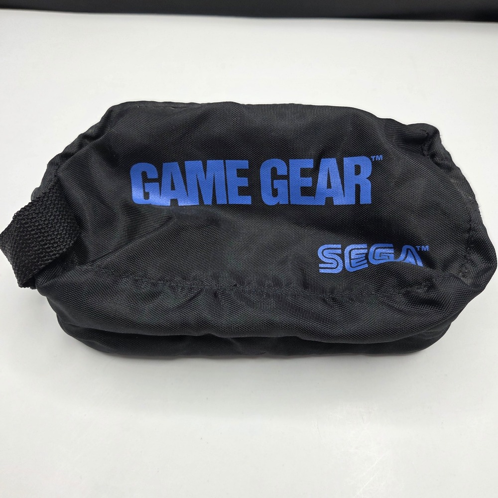 Sega Game Gear Carrying Case Vintage Black Nylon Zipper Pouch Soft Bag Blue Logo
